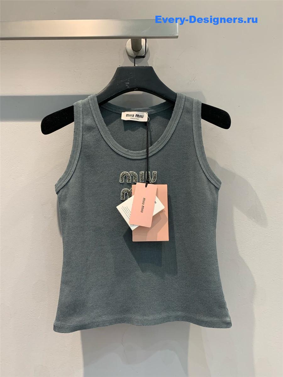 Miu Miu Rhinestone Logo Lettering Vest