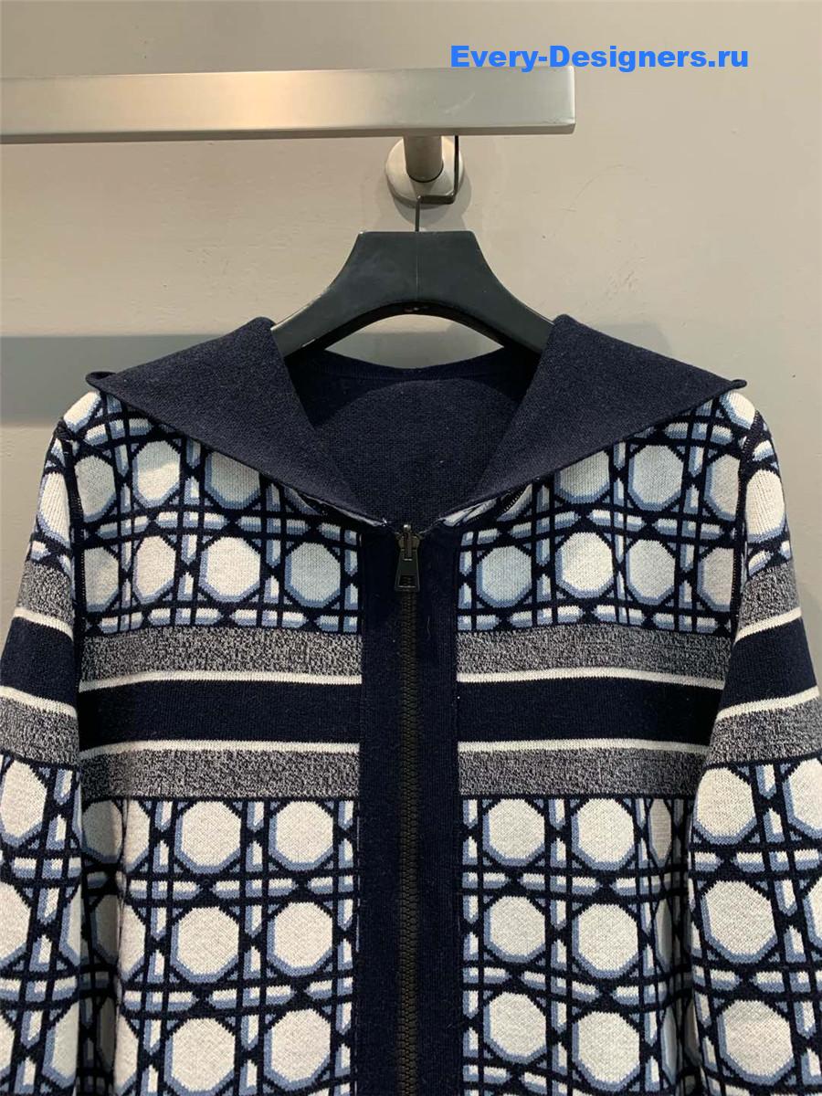 D10r oblique print double cashmere cardigan