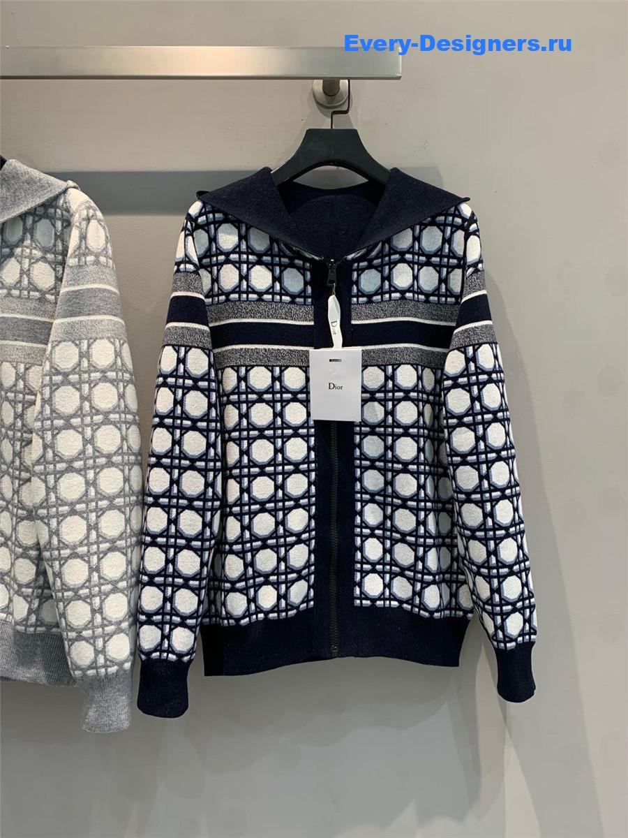 D10r oblique print double cashmere cardigan