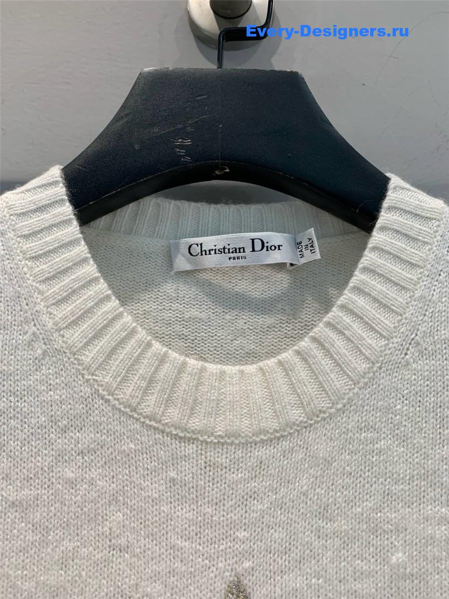 D10r star embroidered cashmere sweater in white