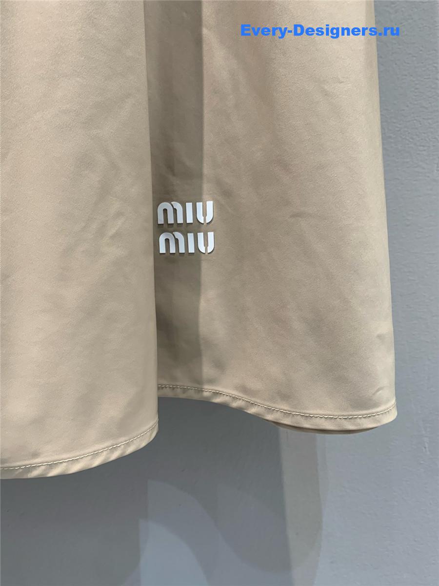 Miu Miu Clay Grey Technical Fabric Skirt