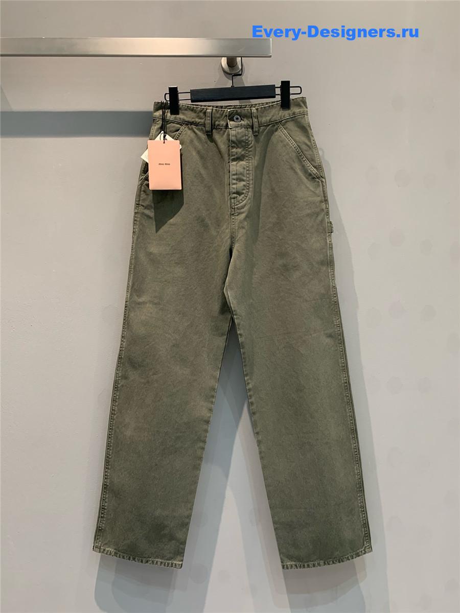 Miu Miu Washed Army Green Jeans