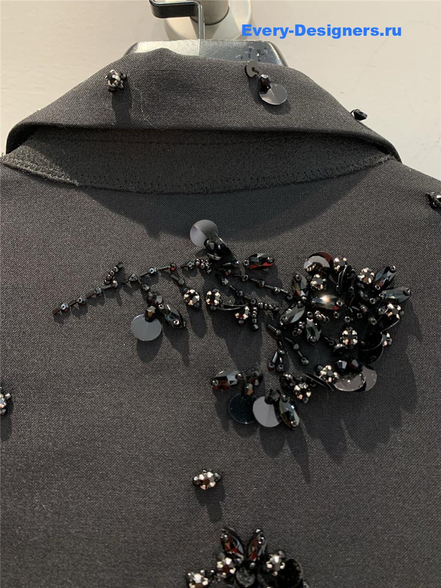 Miu Miu Tonal Floral Sequined Logo Mohair Wool Blazer