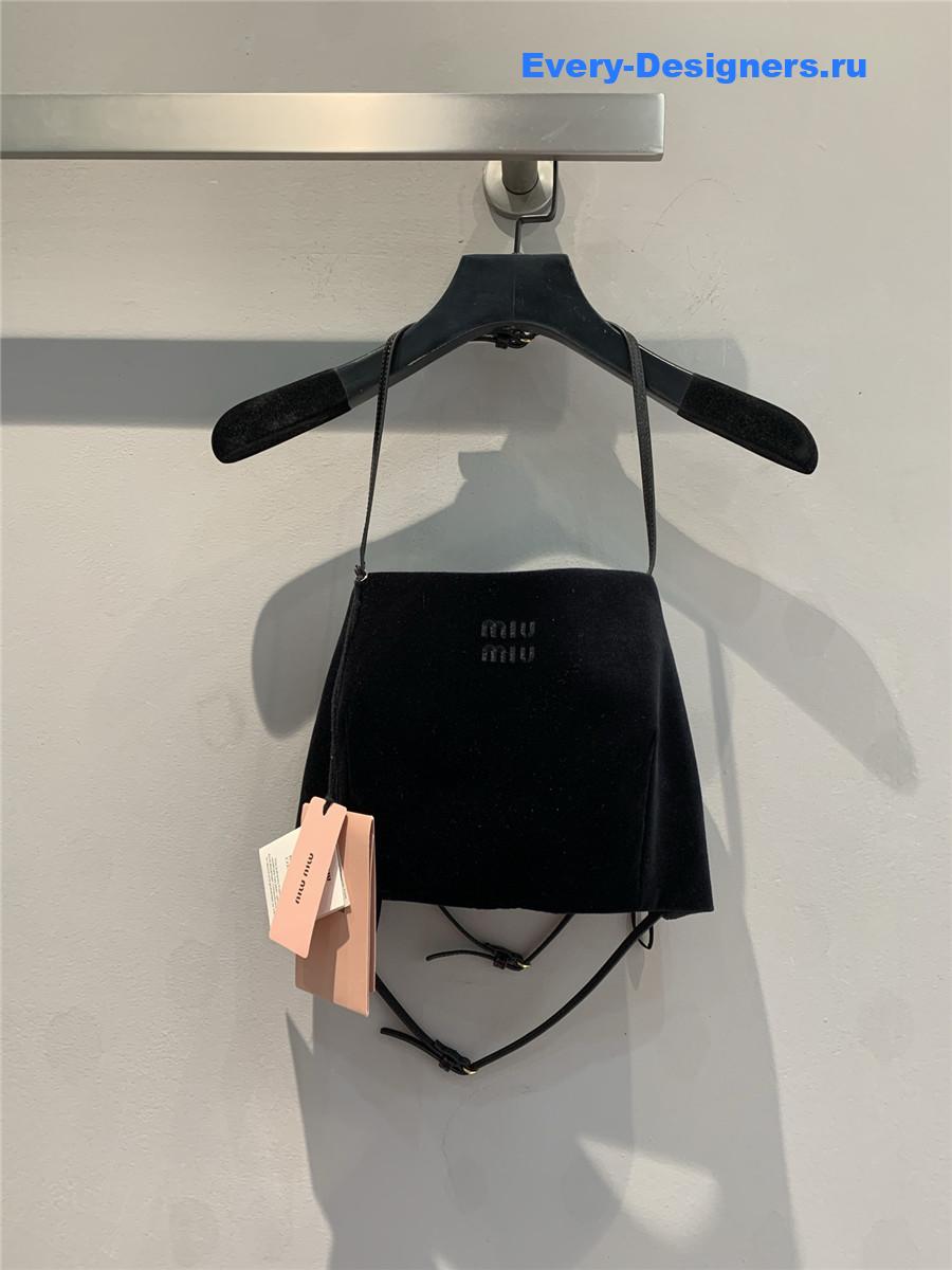 Miu Miu Black Stretch Velvet Top