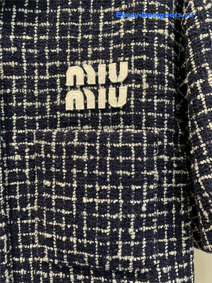 Miu Miu Checked Tweed Jacket Black