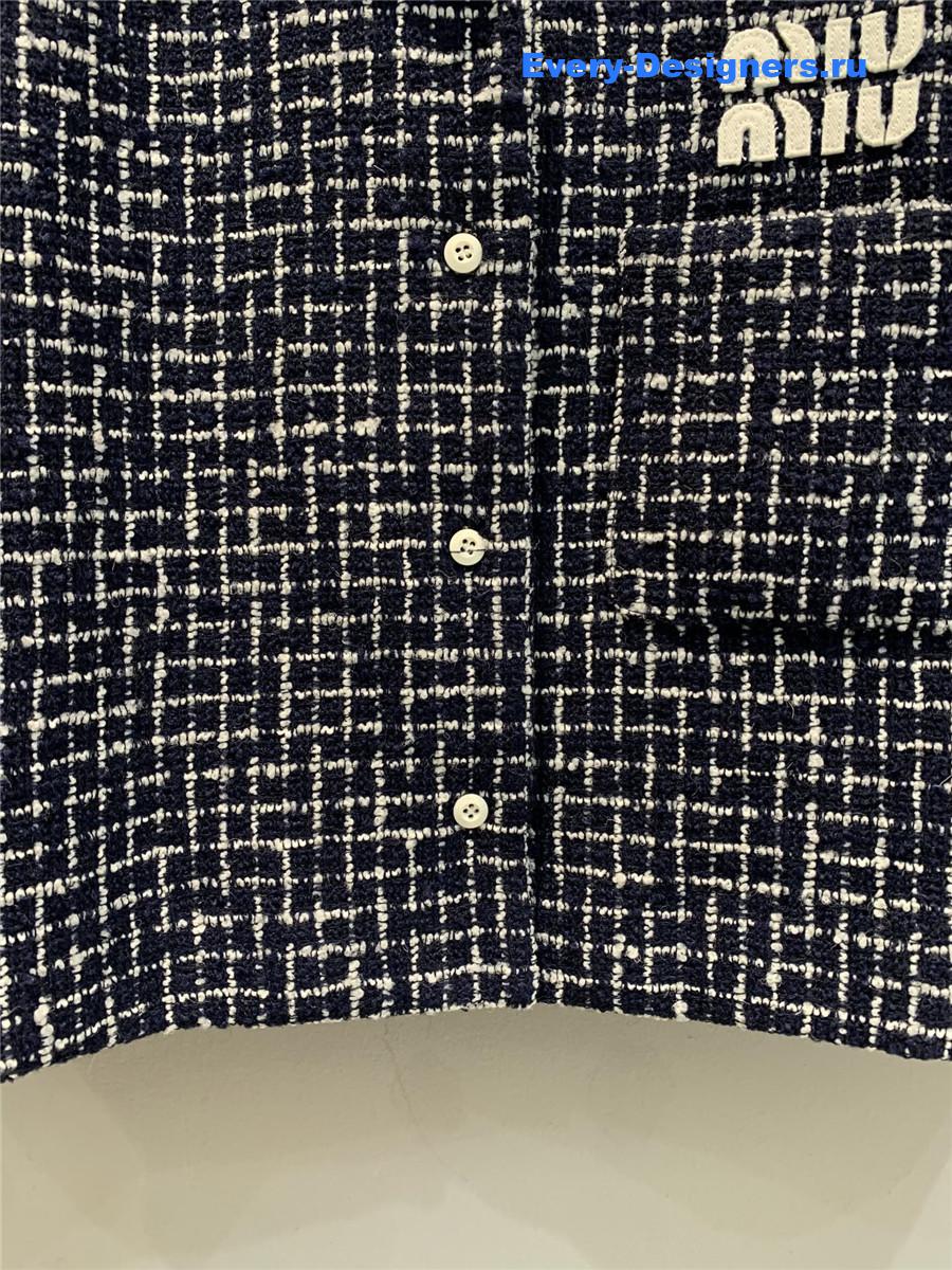 Miu Miu Checked Tweed Jacket Black