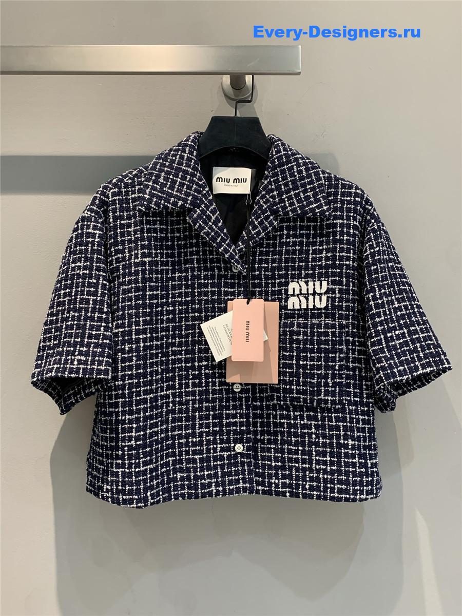 Miu Miu Checked Tweed Jacket Black