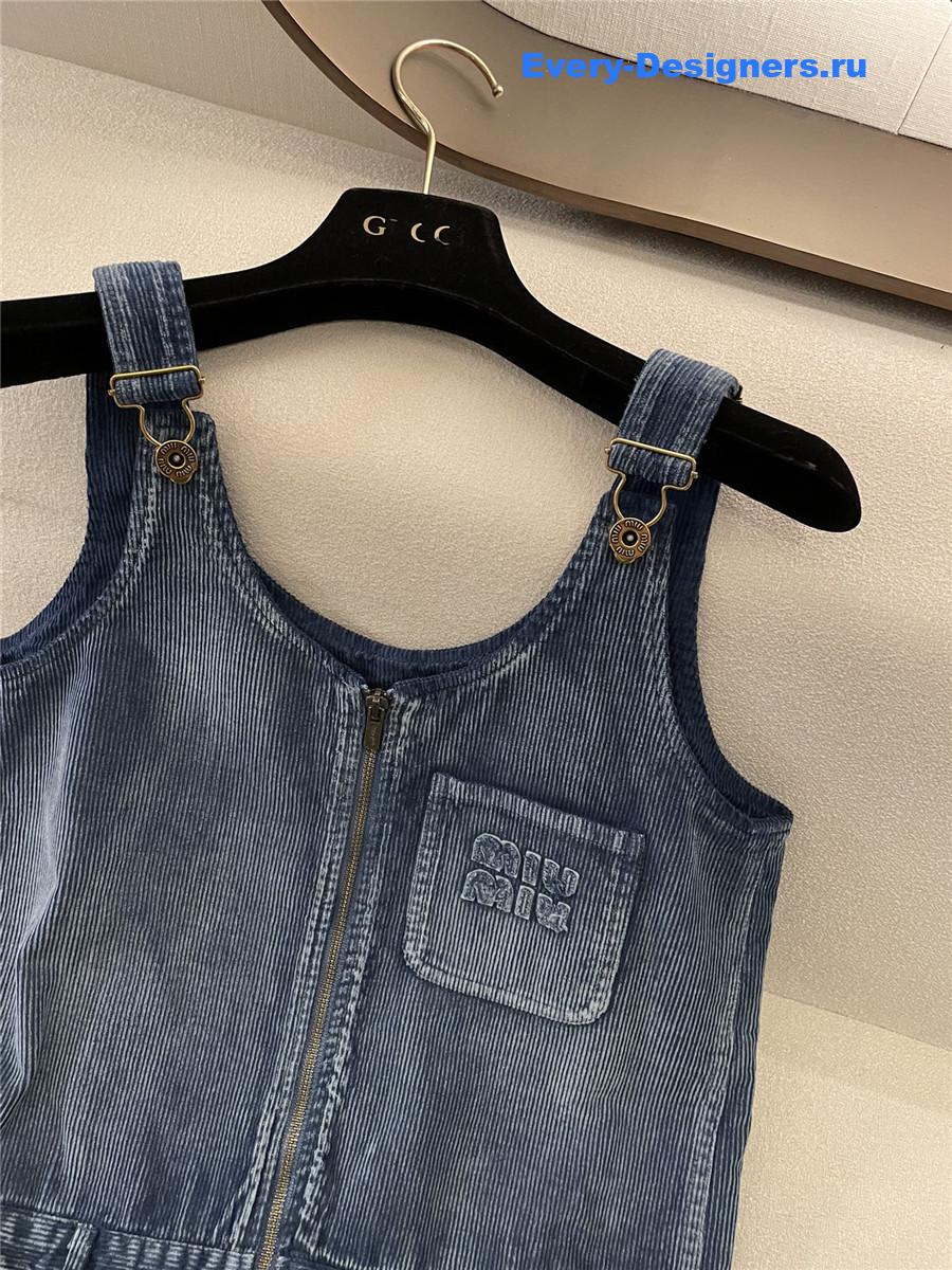 Miu Miu Sapphire Blue Corduroy Mini-Dress