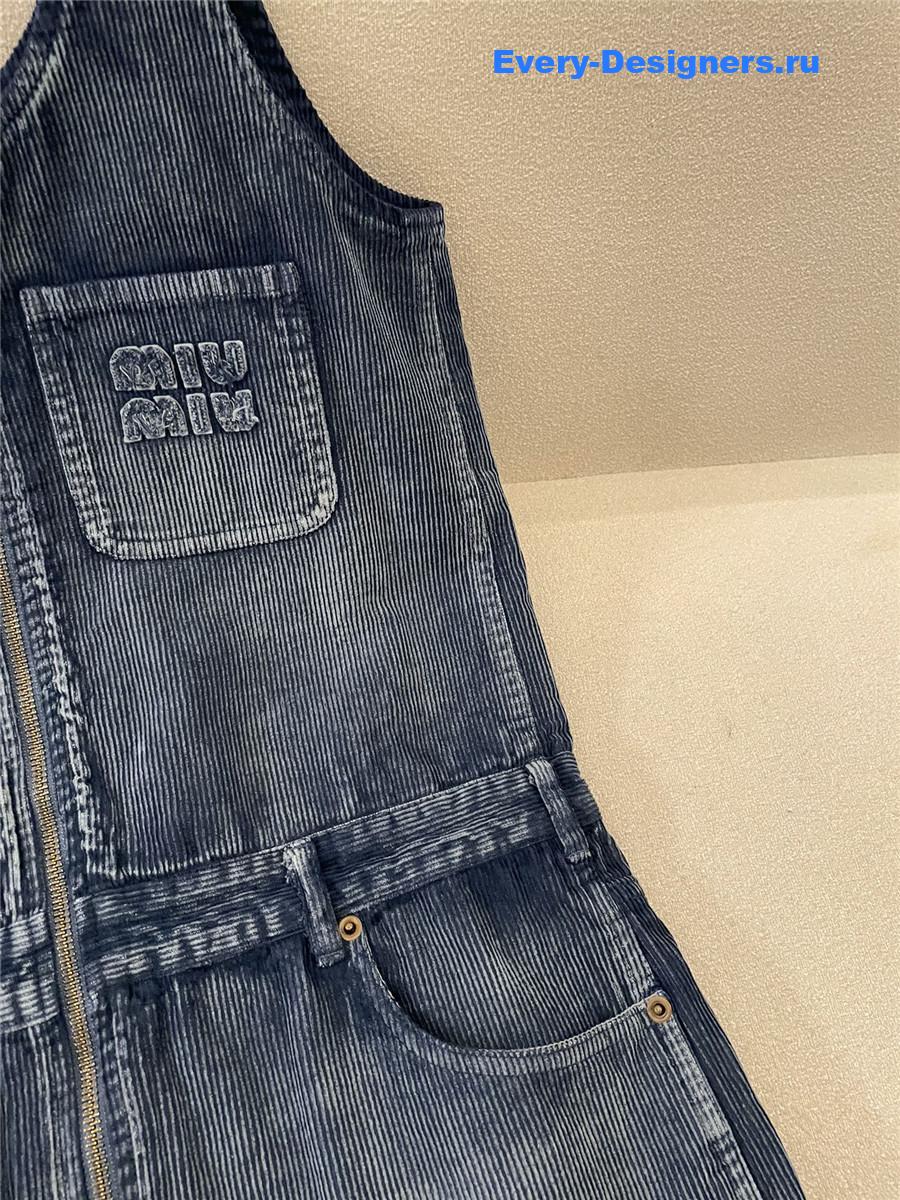 Miu Miu Sapphire Blue Corduroy Mini-Dress