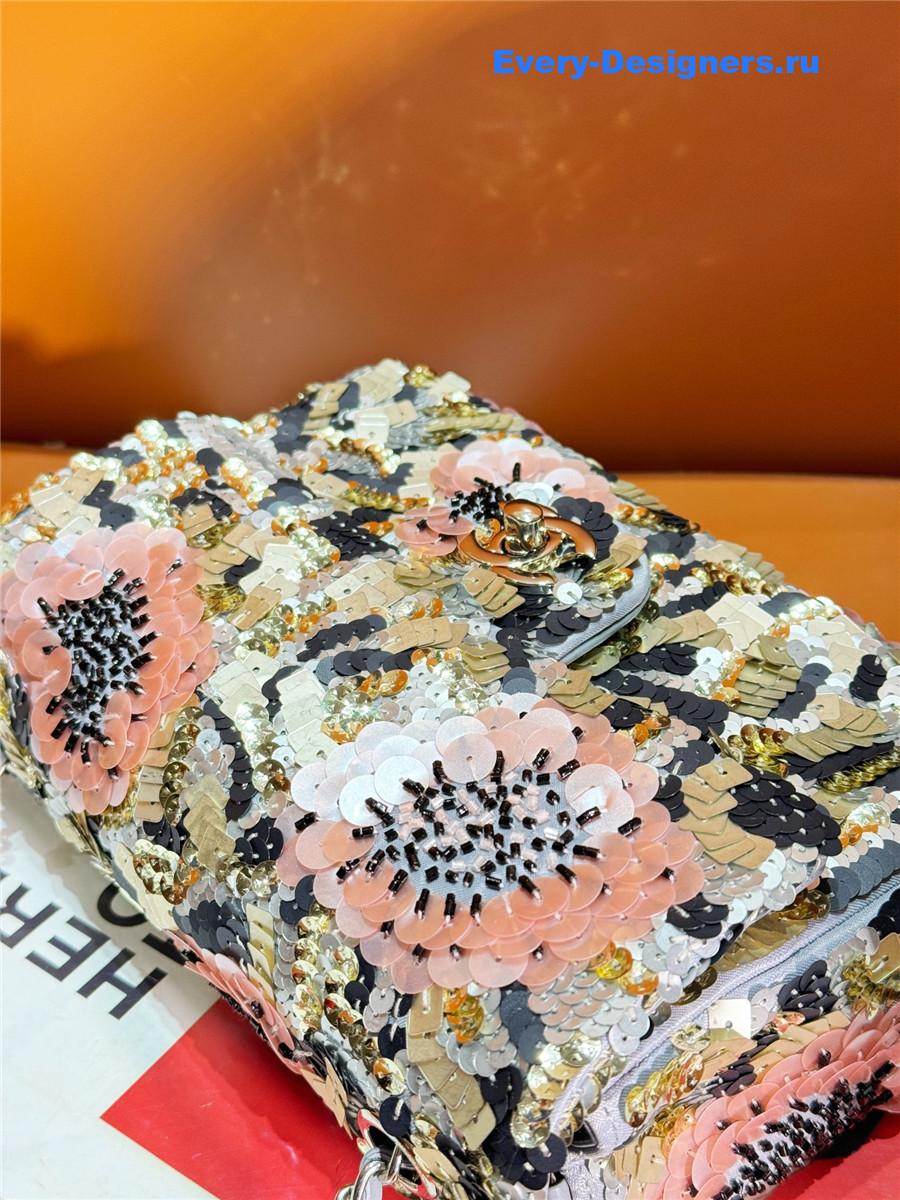 Ch**el 20 sequin glass pearl cf flap bag