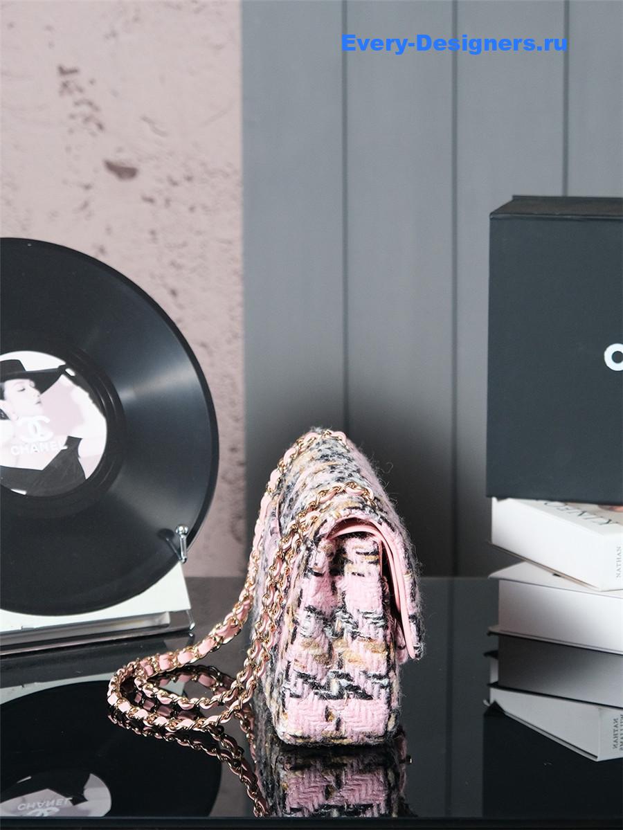 Ch**el black pink tweed flap bag