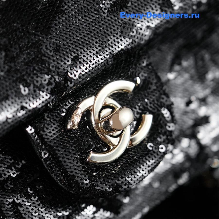 Ch**el logo black sequin bag