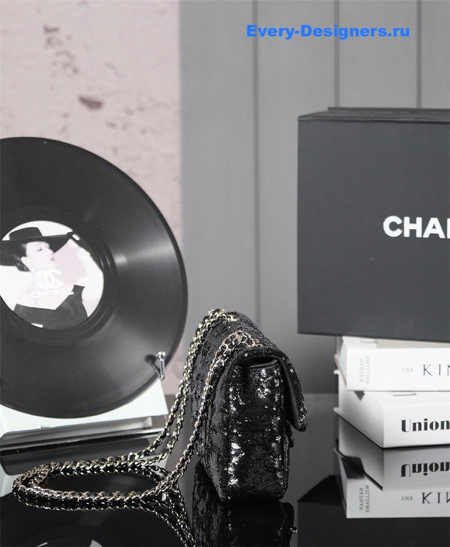 Ch**el logo black sequin bag