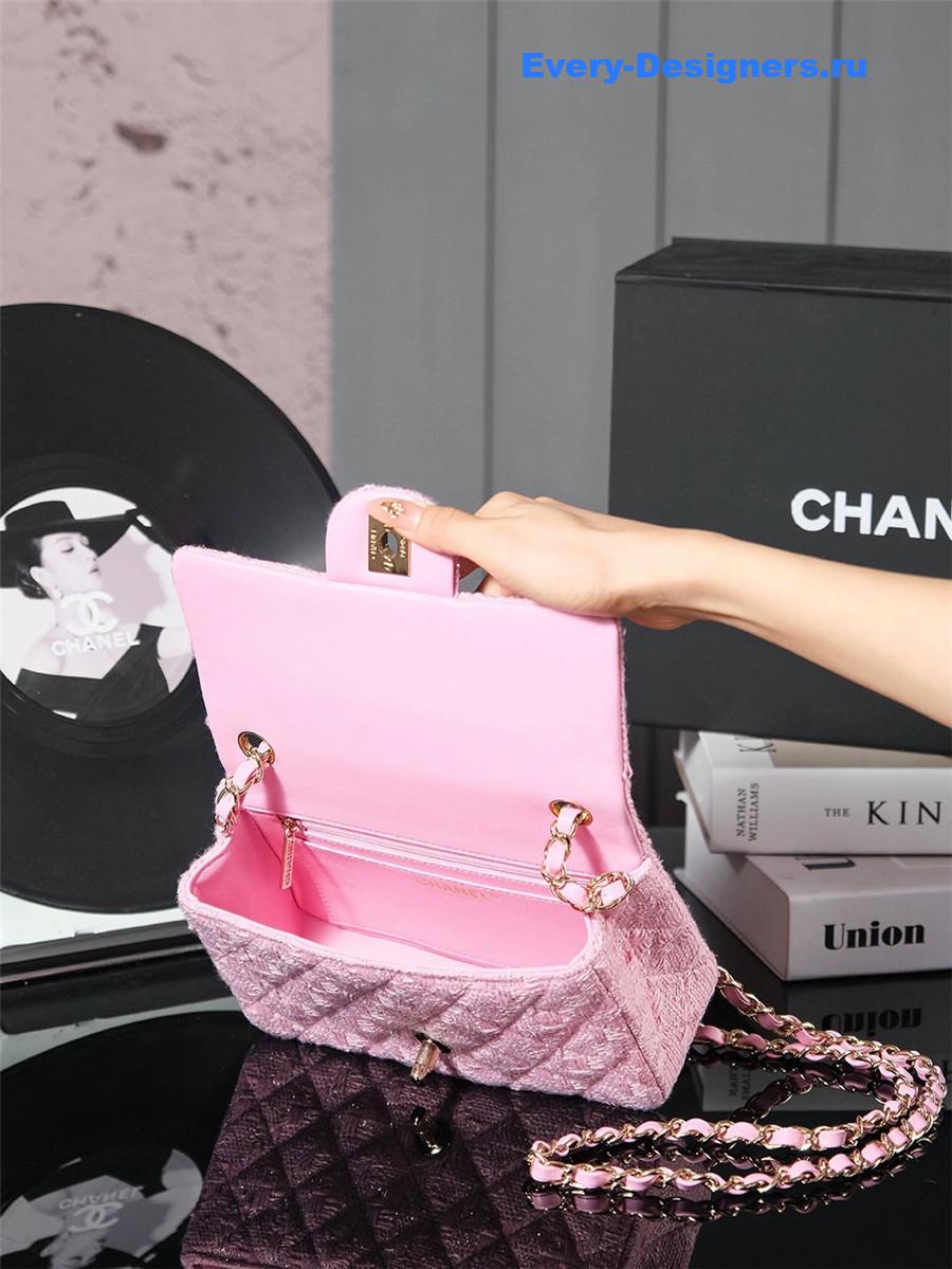 Ch**el pink tweed flap bag