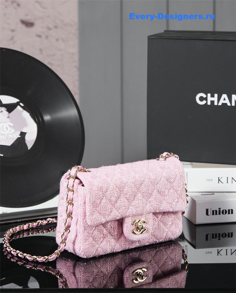 Ch**el pink tweed flap bag