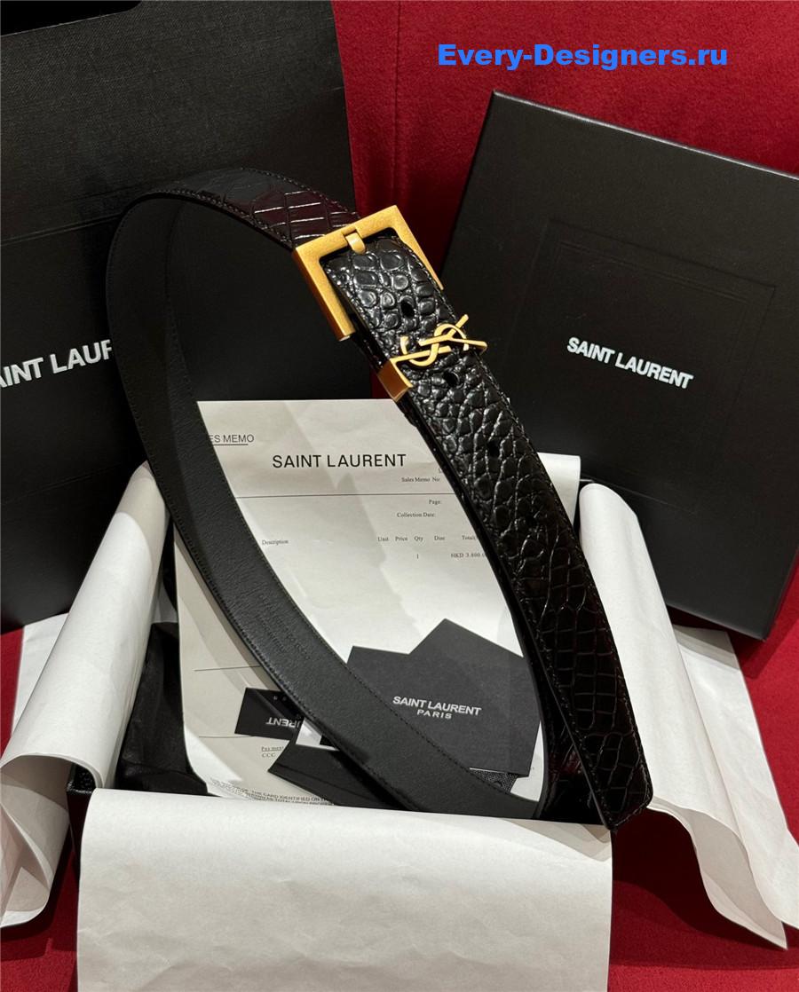 Sa1nt Lau*nt black monogram square-buckle belt