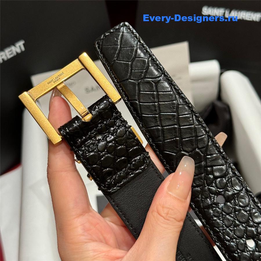 Sa1nt Lau*nt black monogram square-buckle belt