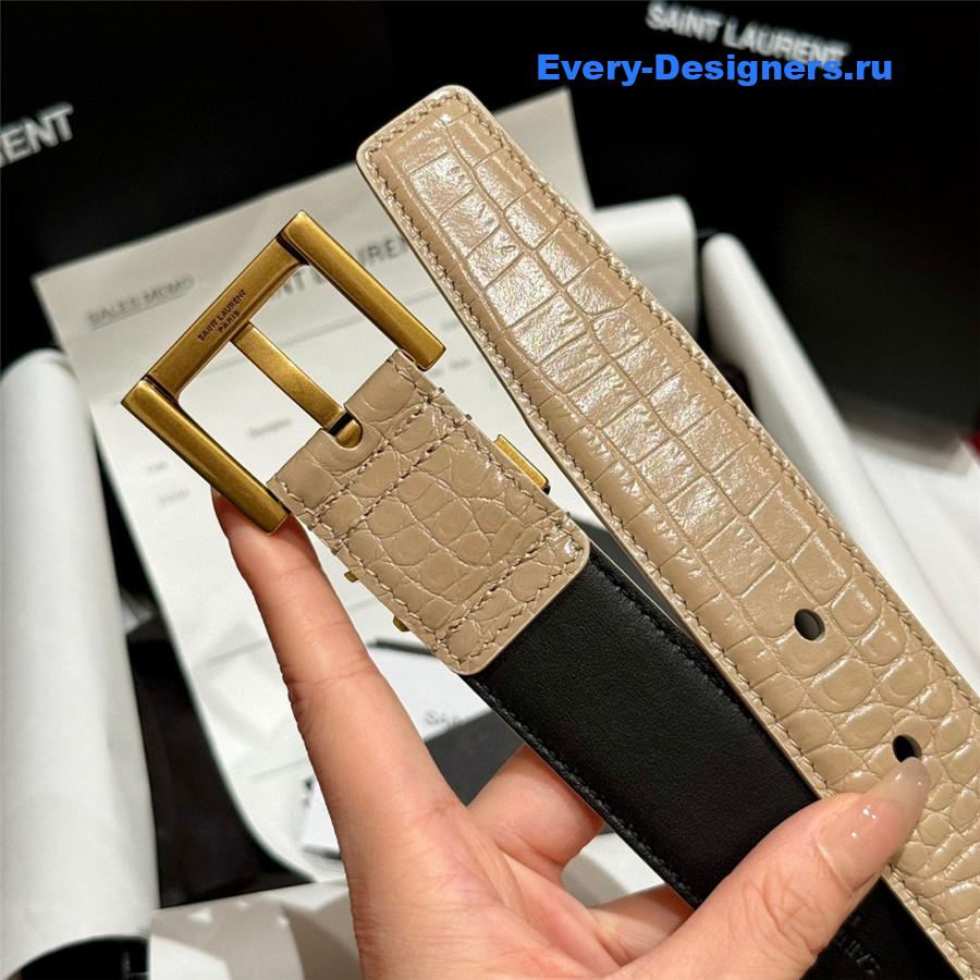 Sa1nt Lau*nt beige monogram belt