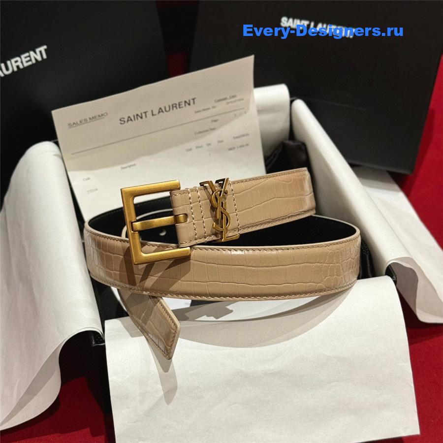 Sa1nt Lau*nt beige monogram belt