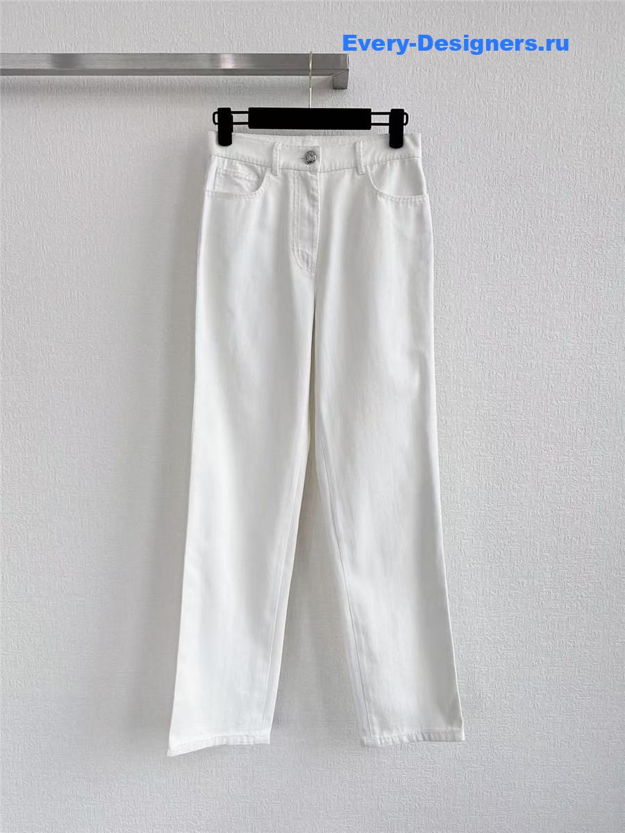 Ch**el thick line logo white jeans