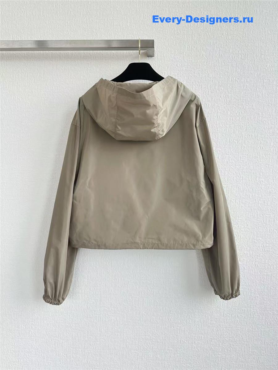 Miu Miu Clay Grey Technical Fabric Blouson Jacket