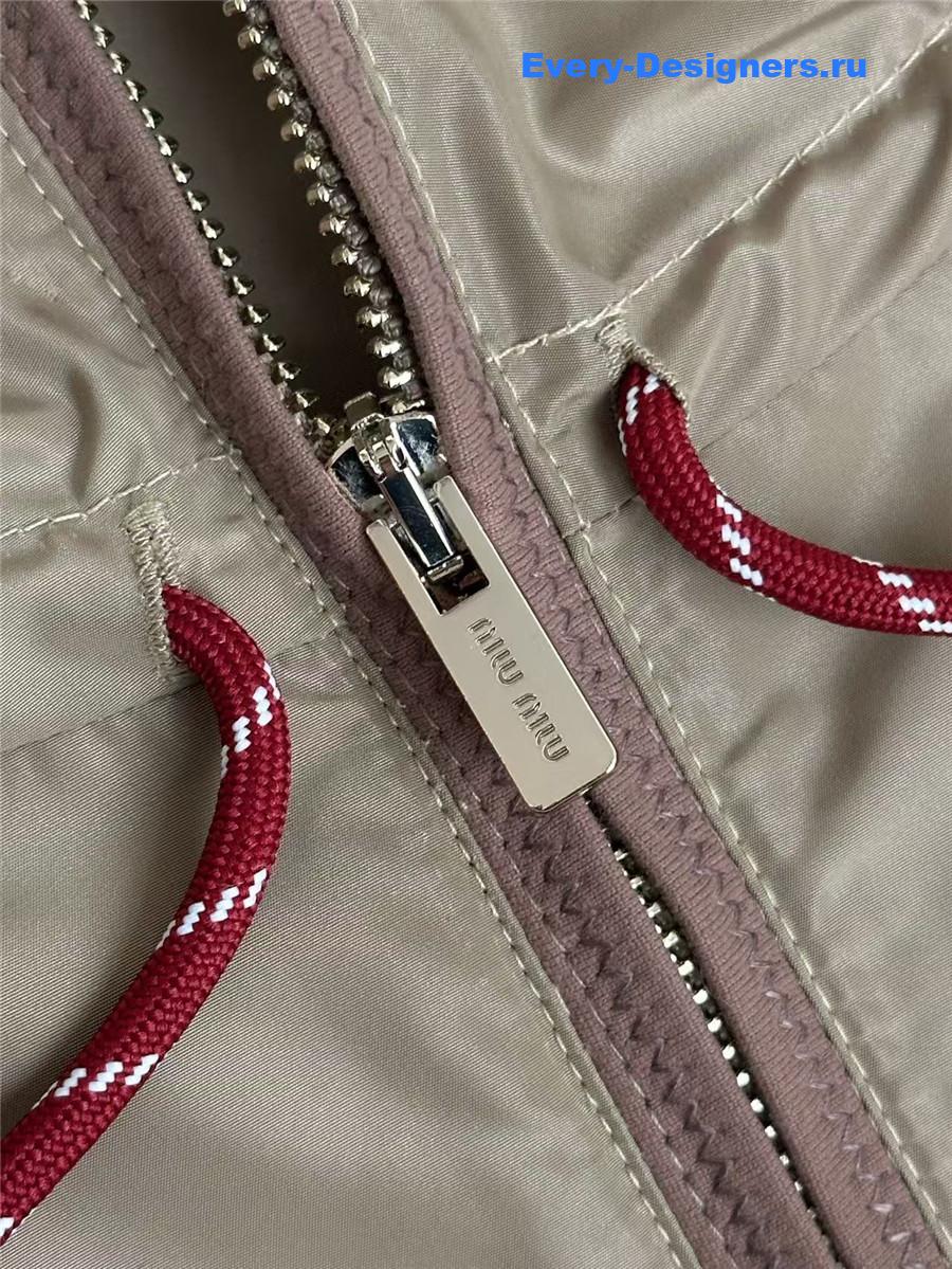 Miu Miu Clay Grey Technical Fabric Blouson Jacket