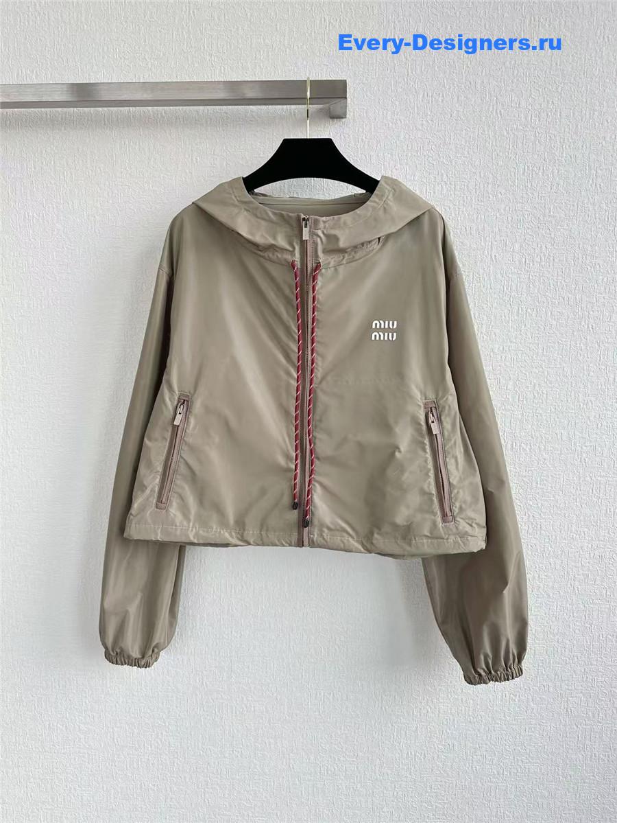 Miu Miu Clay Grey Technical Fabric Blouson Jacket