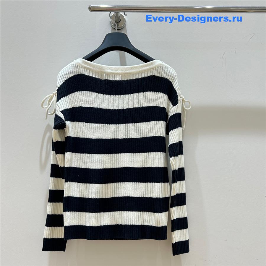 D10r boat neck striped string sweater