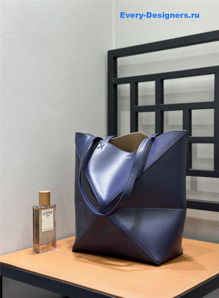 L0ew* puzzle fold convertible medium leather tote blue