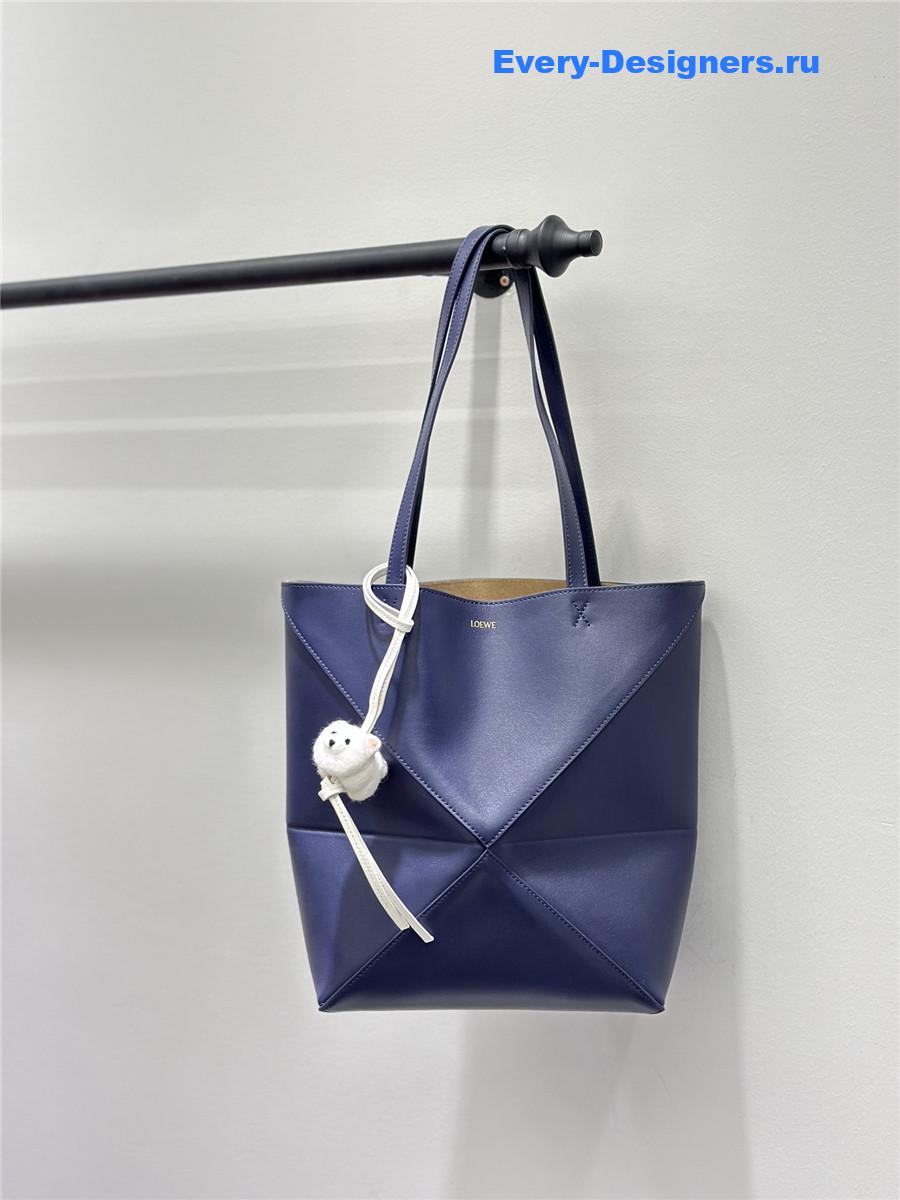 L0ew* puzzle fold convertible medium leather tote blue