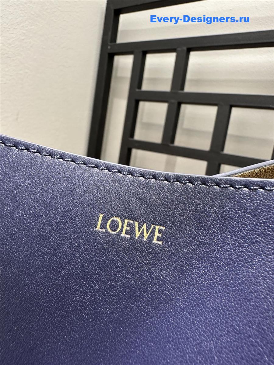 L0ew* puzzle fold convertible medium leather tote blue