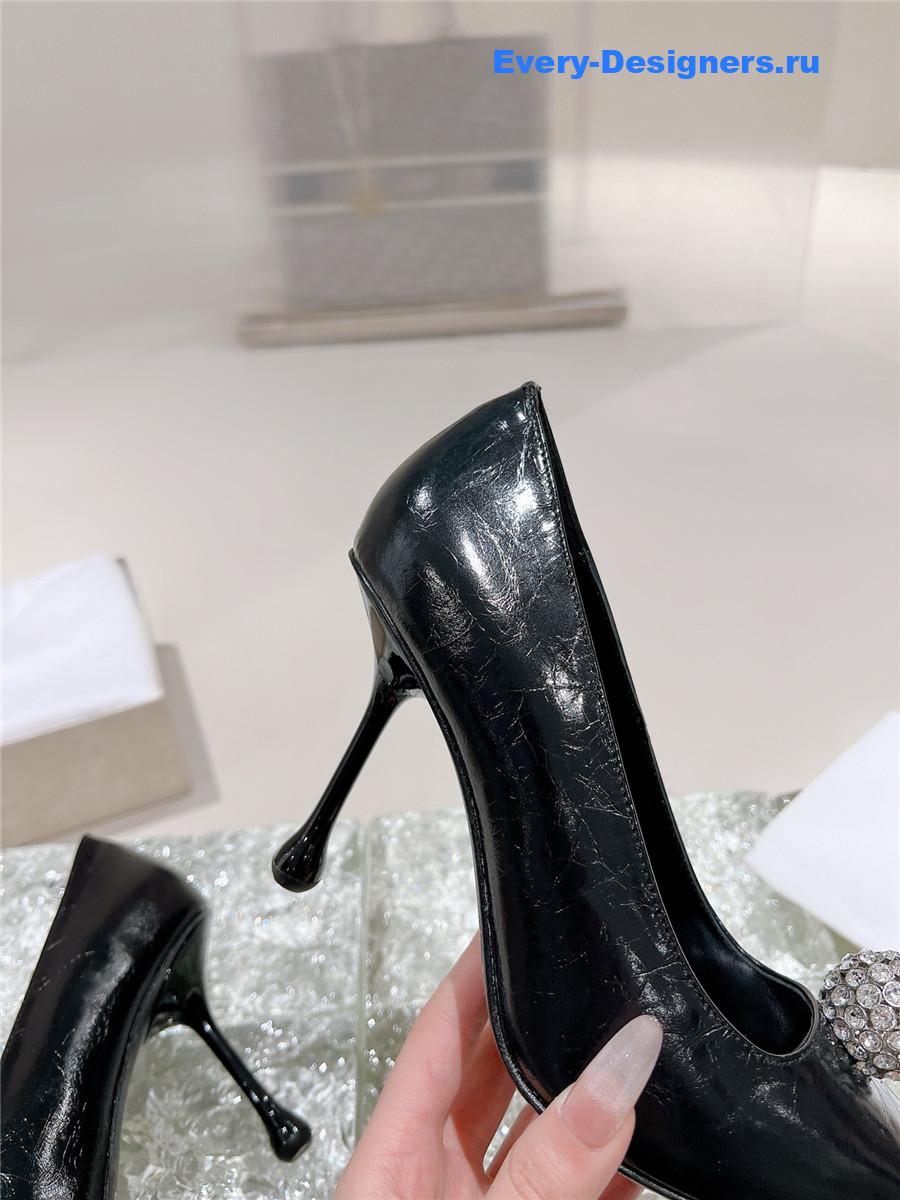 J1m*y Ch00 orb 95 embellished patent leather pumps in black