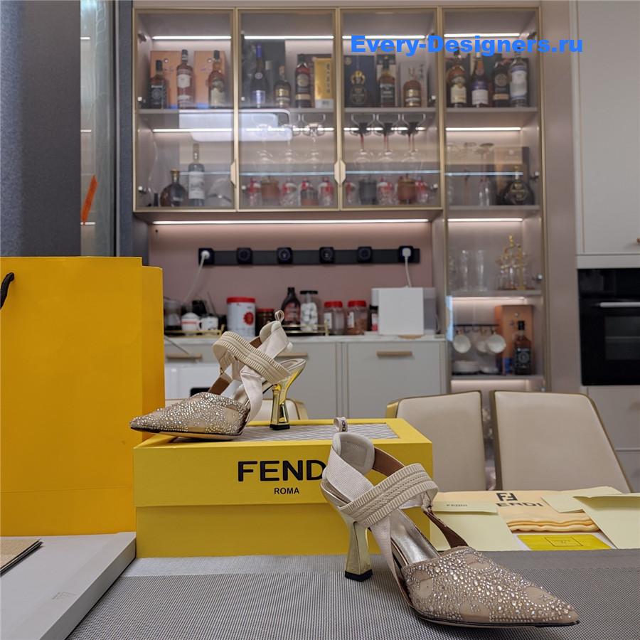 F**di colibri rhinestone heels beige