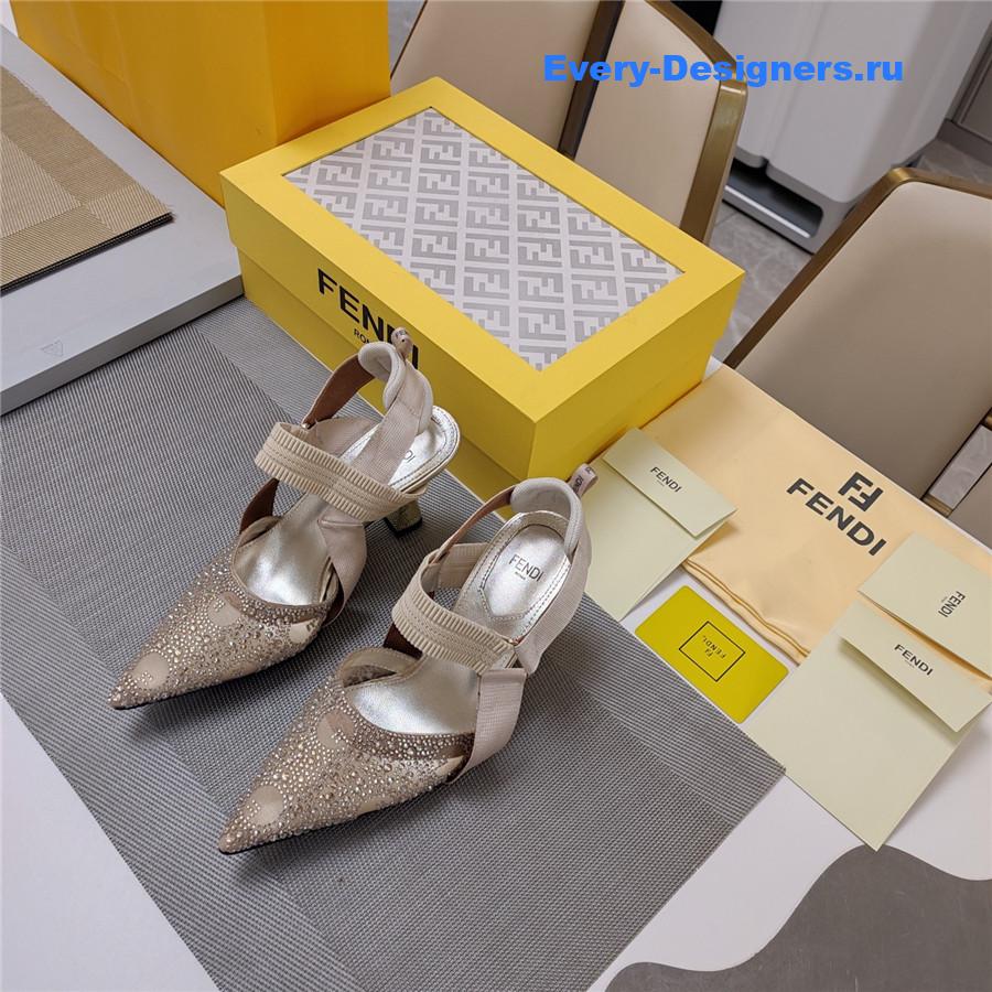 F**di colibri rhinestone heels beige