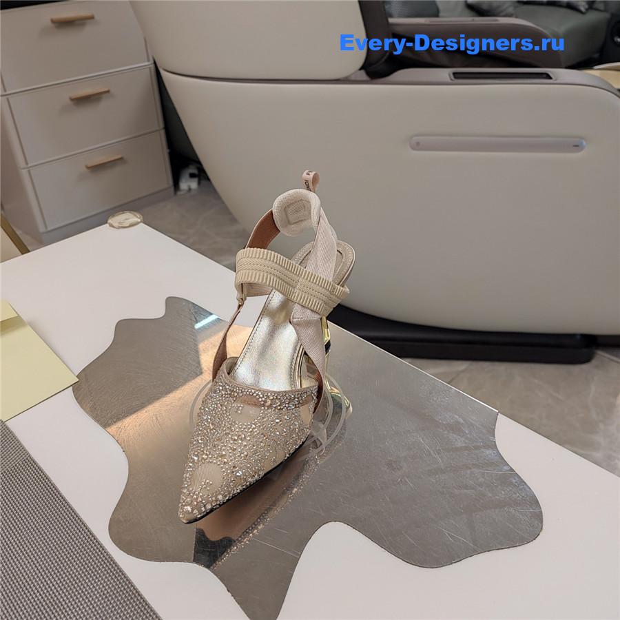 F**di colibri rhinestone heels beige