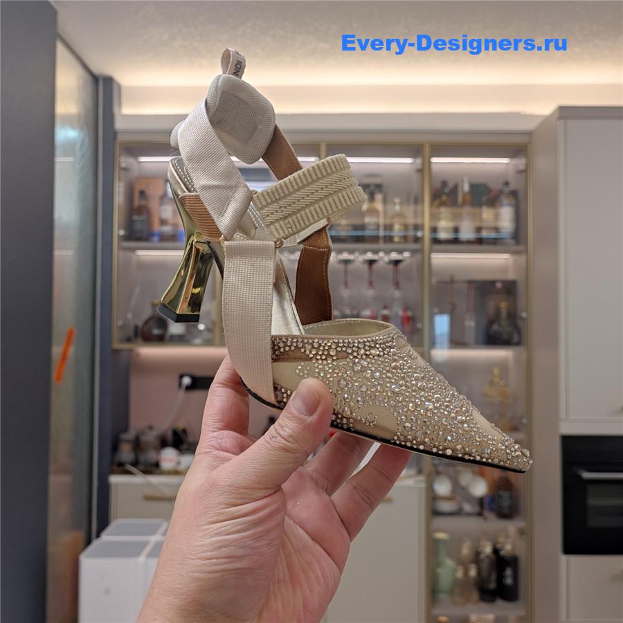 F**di colibri rhinestone heels beige