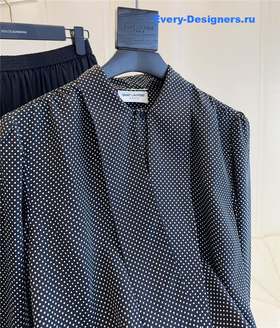 Sa1nt Lau*nt dotted silk blouse
