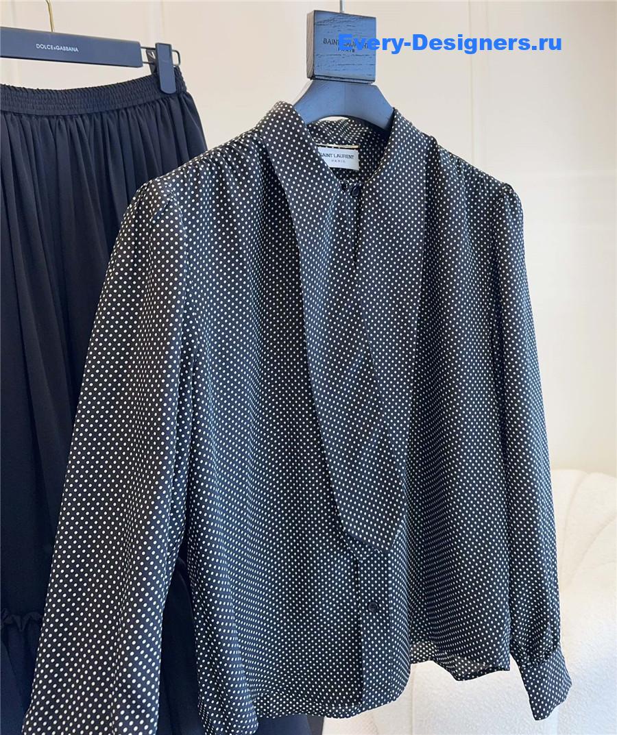 Sa1nt Lau*nt dotted silk blouse
