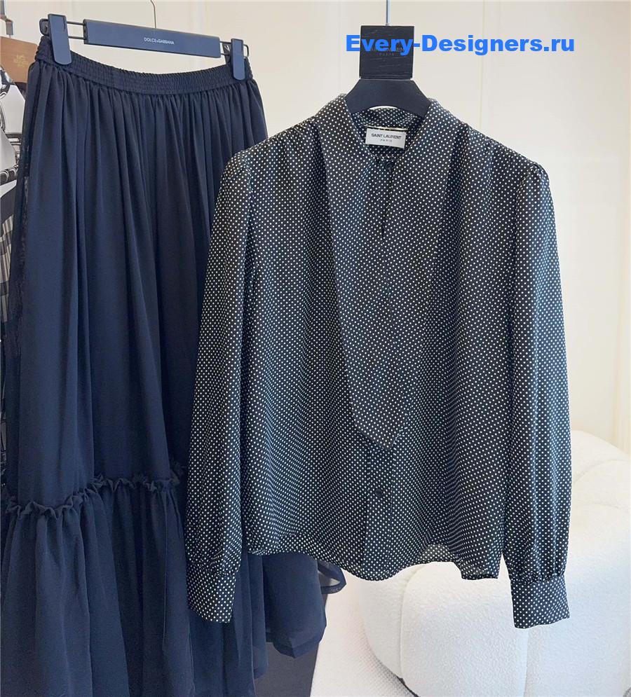 Sa1nt Lau*nt dotted silk blouse