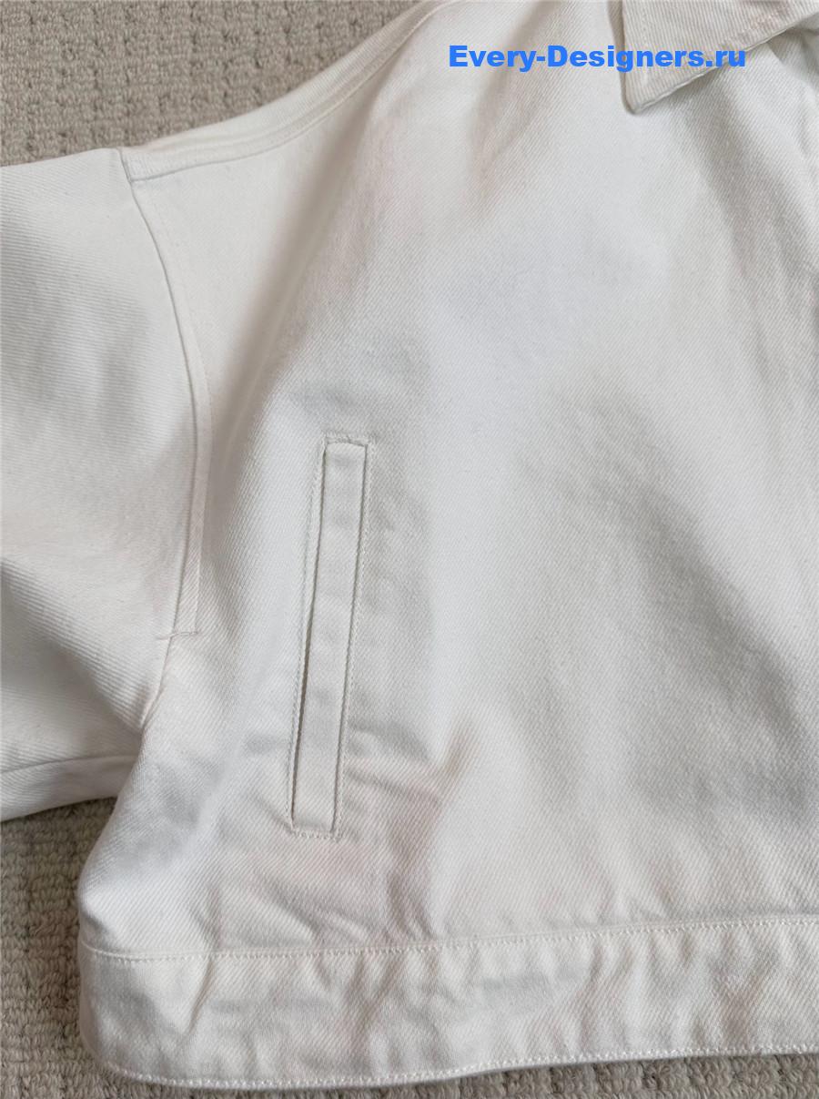 Pra*a white cropped denim jacket