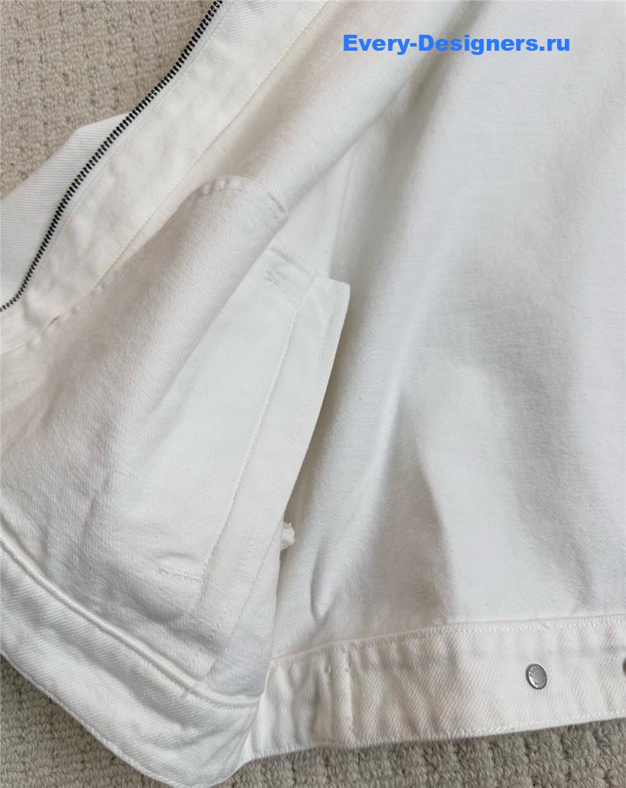 Pra*a white cropped denim jacket
