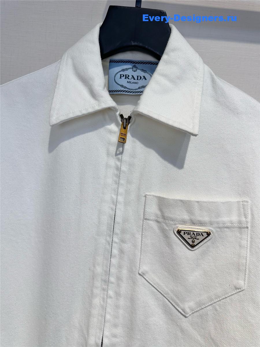 Pra*a white cropped denim jacket