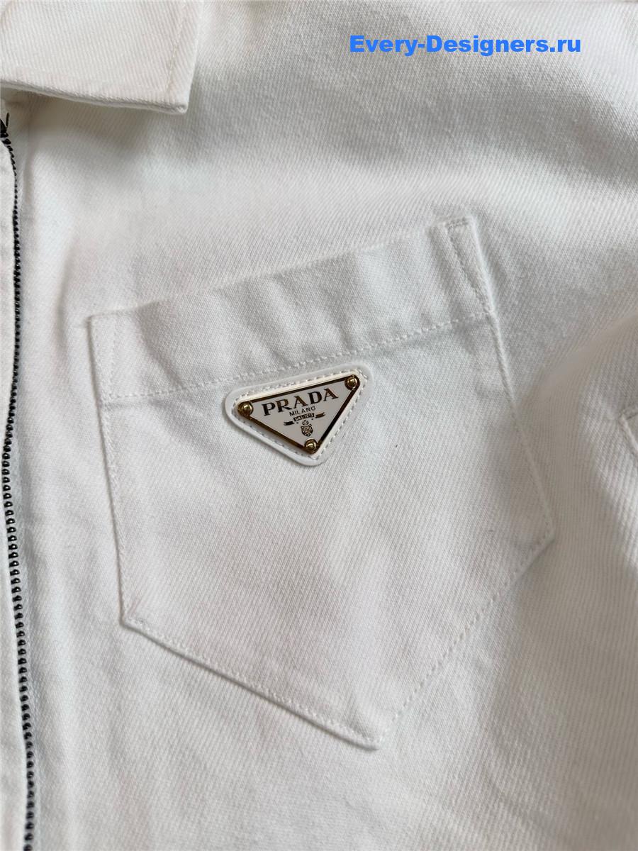 Pra*a white cropped denim jacket