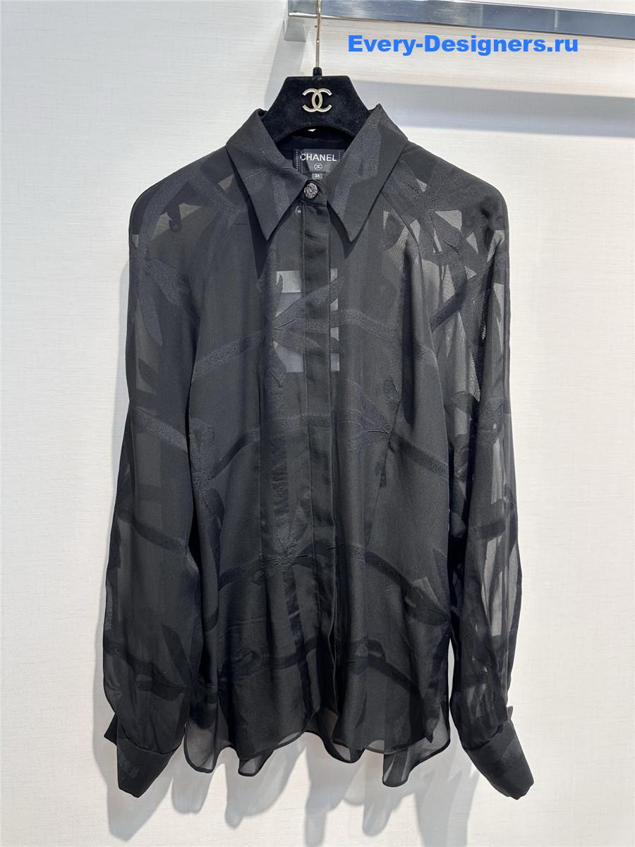 Ch**el black long sleeve silk shirt