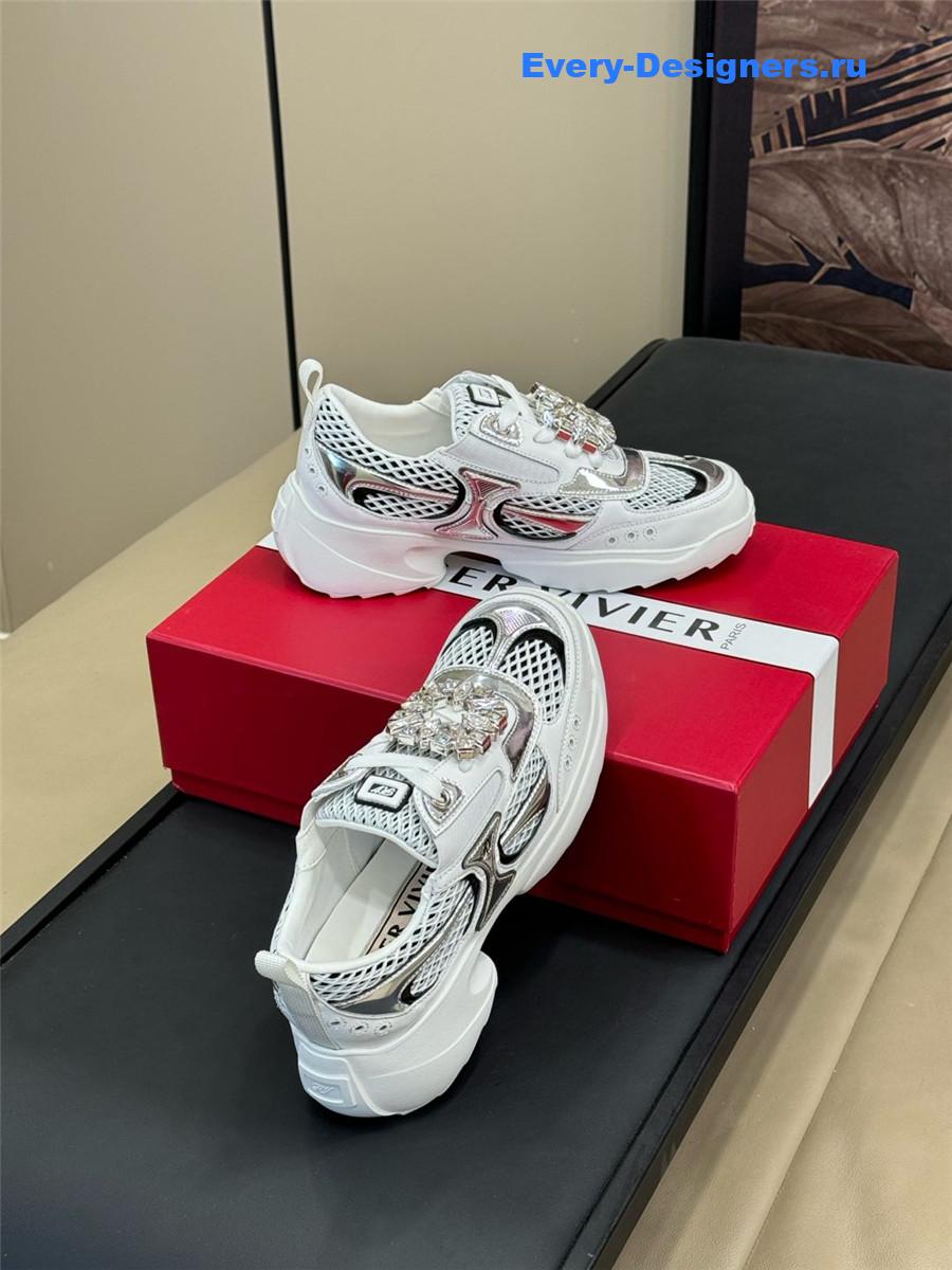 Roger Vivier Viv on the Run Silver Sneakers