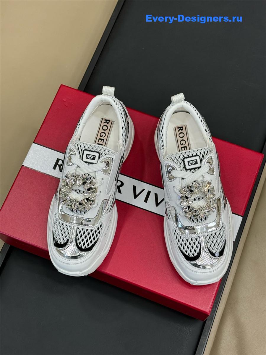 Roger Vivier Viv on the Run Silver Sneakers
