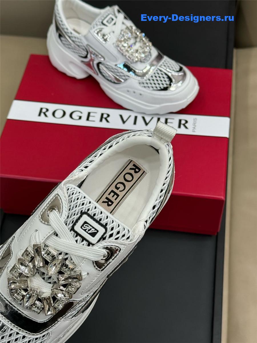 Roger Vivier Viv on the Run Silver Sneakers