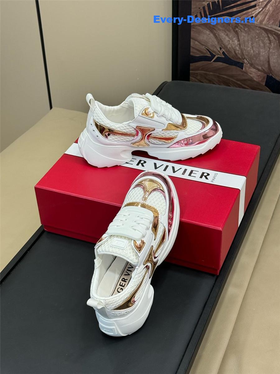 Roger Vivier Viv on the Run Platinum Sneakers