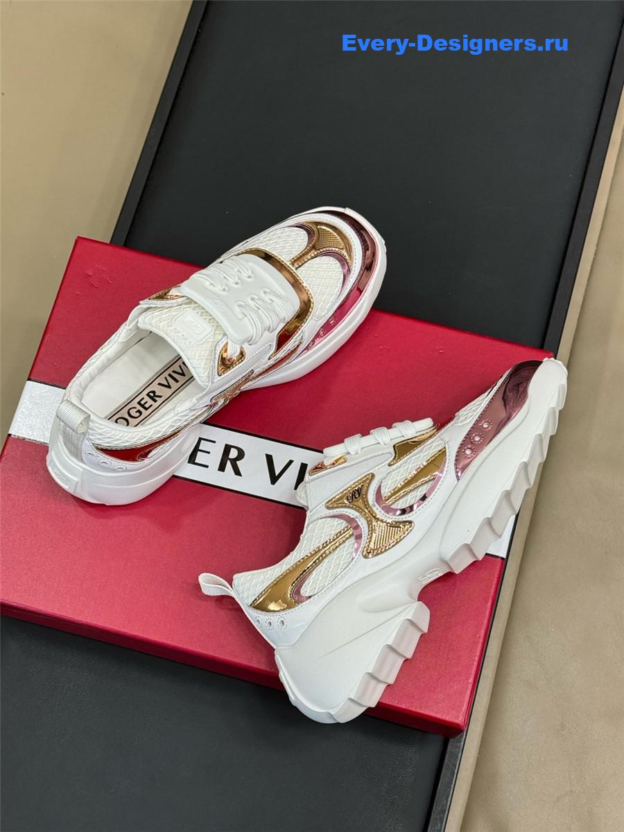 Roger Vivier Viv on the Run Platinum Sneakers