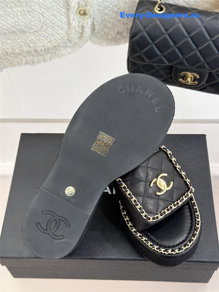 ch**el D1am0nd chain platform slippers